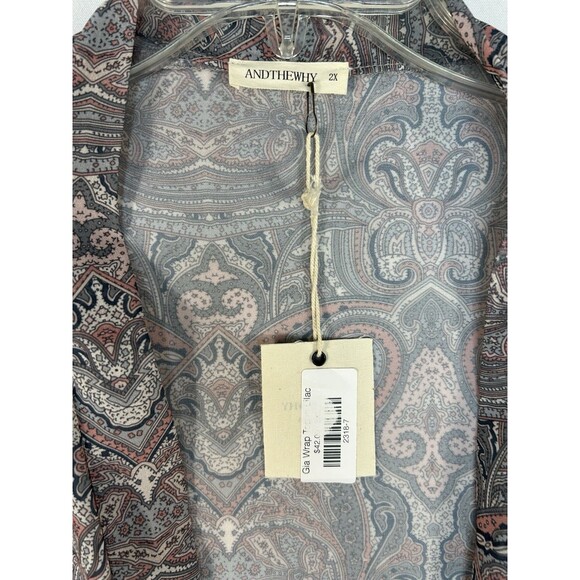 And The Why Kimono Size 2X Paisley Open Front Long Sleeve Sheer - Picture 5 of 8
